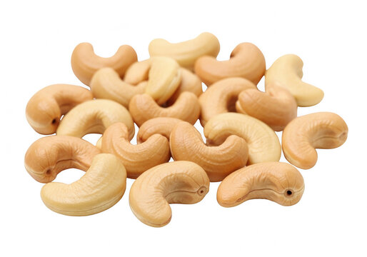 Pile of cashew nuts isolated on transparent background