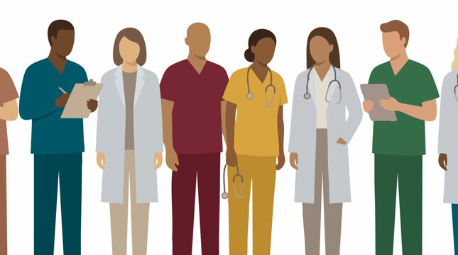 Diverse Healthcare Professionals: Doctors and Nurses Team Illustration