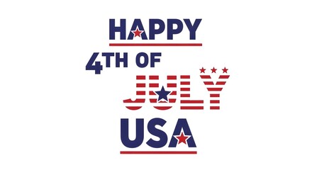 Obraz premium Happy 4th of july usa text design with star elements
