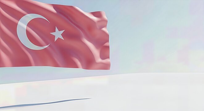 Turkey Flag 3D Illustration Isolated on Transparent Background