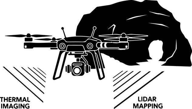 Drone with thermal imaging and lidar mapping technology, aerial survey, mapping drone, thermal imaging