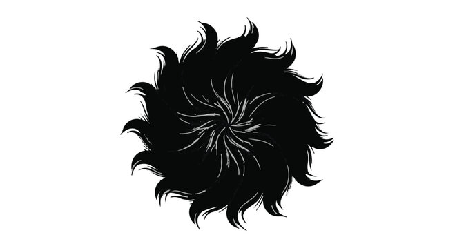 Abstract black circular explosion of swirling lines on white background