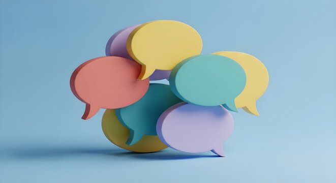 Collection of Colorful Speech Bubbles Symbolizing Communication and Ideas