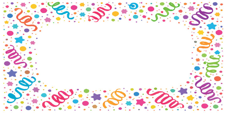Abstract colorful background featuring a vibrant confetti frame and floral vector illustration for a festive celebration greeting card design
