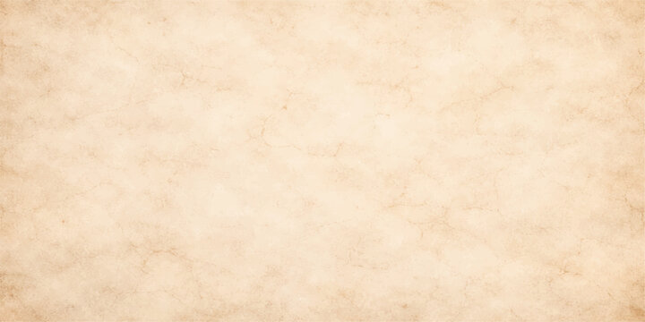 High-resolution antique parchment background featuring a stained beige texture with a worn grungy design on an aged brown vintage paper sheet for a blank retro aesthetic