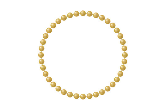 Luxury gold bead bracelet circle frame on transparent background
