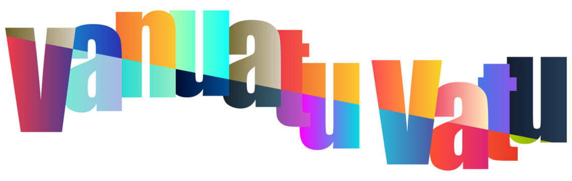 Colorful Vanuatu vatu Text Design Isolated On Transparent Background