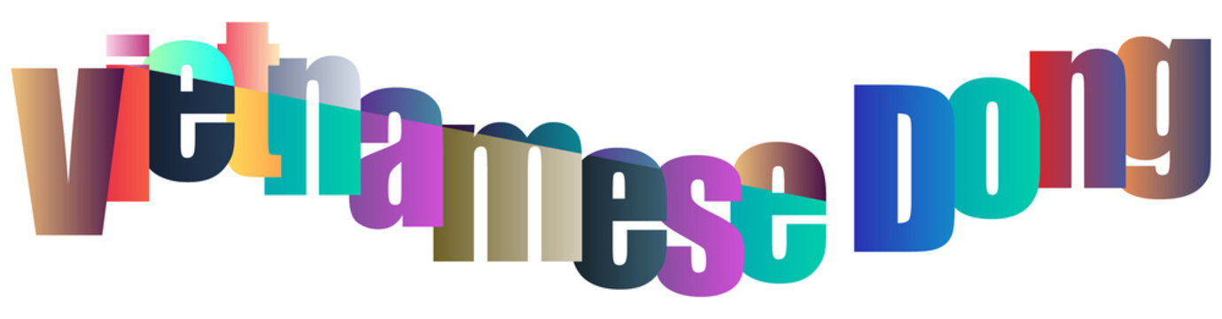 Colorful Vietnamese Dong Text Design Isolated on Transparent Background