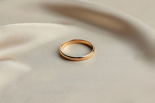 Close-up of a copper-colored ring on a light beige surface