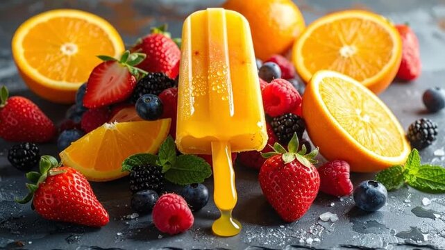Delicious popsicle with fresh fruits, perfect for a refreshing summer treat