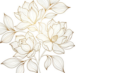 Elegant golden floral bouquet with magnolia flowers © Saharia