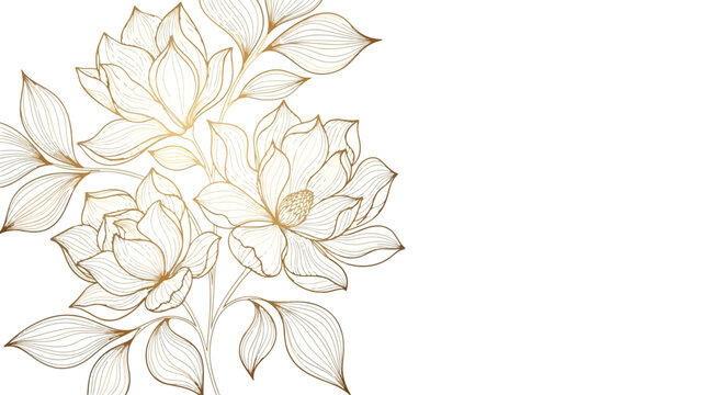 Elegant golden floral bouquet with magnolia flowers