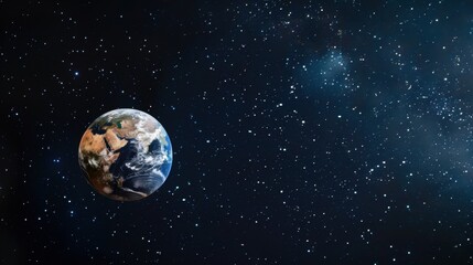 Naklejka premium Stunning View of Earth Against a Vast Starry Universe with Cosmic Depth and Endless Celestial Wonders