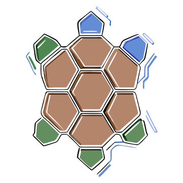 Hexagonal tortoise shell pattern with colorful accents