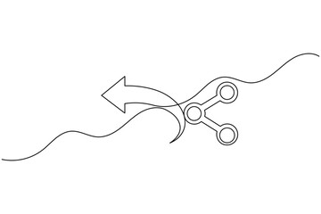 Obraz premium Arrow share social link continuous one line drawing minimalist symbol vector illustration