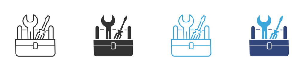 Handy toolbox icon set . Tool case icon . Toolbox or tool kit vector icons .  © Kamrul