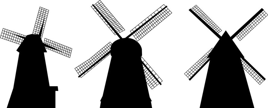 windmill silhouette, vector