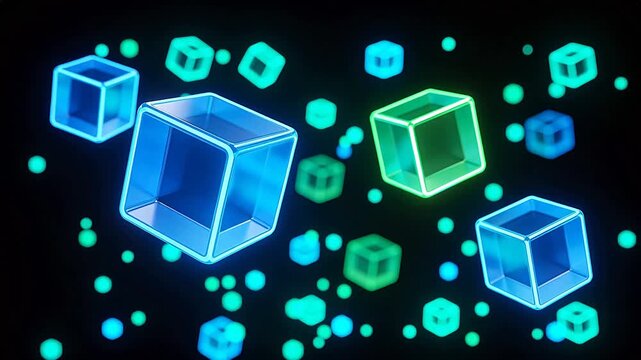 Glowing cubes in dark space