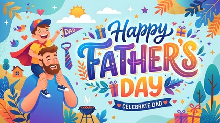 Fototapeta premium Modern Gradient Father’s Day Typography Design