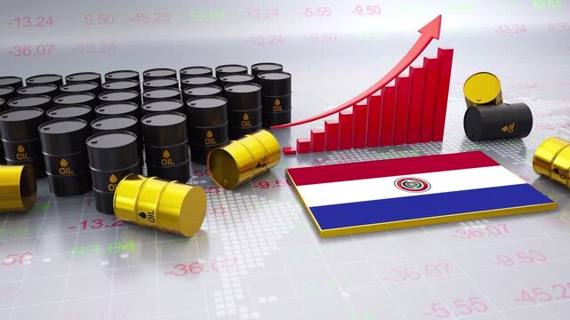 Paraguay Oil Price Increase Concept With Bar Chart and Oil Barrels