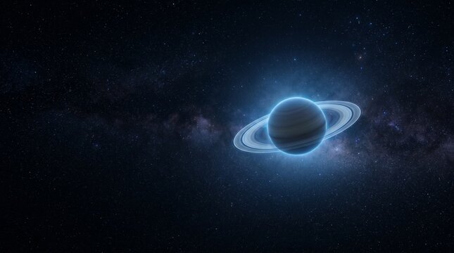 Shani Jayanti Background with Dark Cosmic Sky Glowing Blue Aura and Subtle Planetary Rings Representing Lord Saturn Celestial Justice and Vedic Astrology