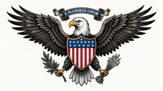 American eagle with shield for independence day united states patriotic designs