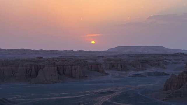 Desert Canyon Sunset with Dramatic Rock Formations