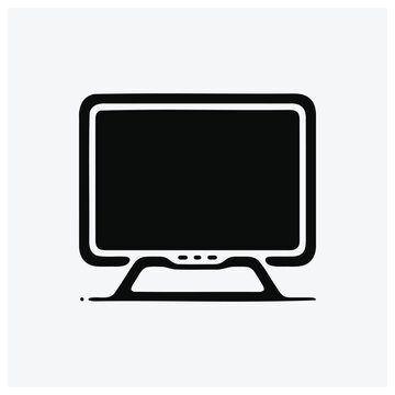 Minimalist silhouette icon of a modern flat-screen computer monitor.