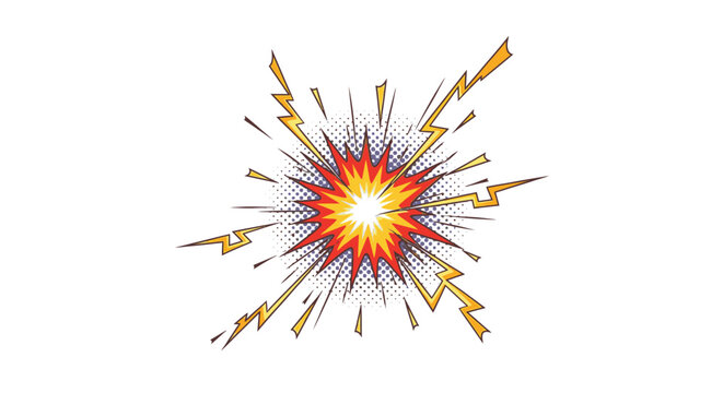 Vibrant explosion with lightning bolts and colorful energy rays