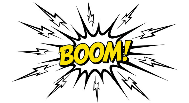 Comic book explosion effect with BOOM text