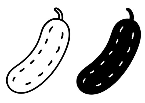 Pickle minimalist icon in outline and silhouette style