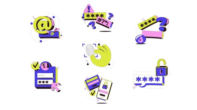 Online security and user authentication onboarding ui animation pack. Password entry. Email verification. Web design. Animated mobile app intro collection. Micro UX scenes 4K video on transparent