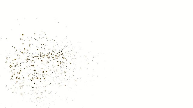 3D render of finish text with golden particles dispersing and reflection on light background creating ending animation designed for motion graphics, transitions and video overlays