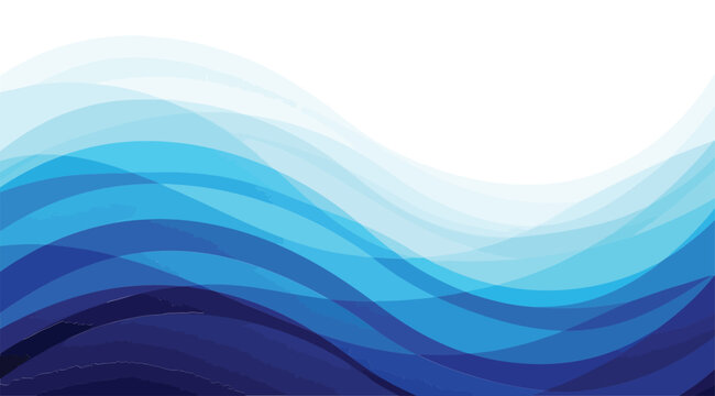 Abstract blue wave background, fluid motion design, soft gradient curves, dynamic water flow illustration