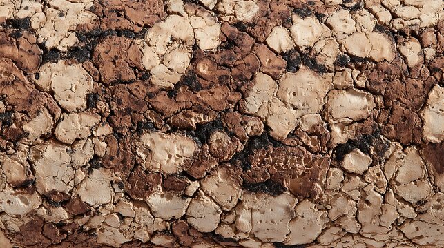 Detailed Texture of Rough Tree Bark with Lichen Patches.