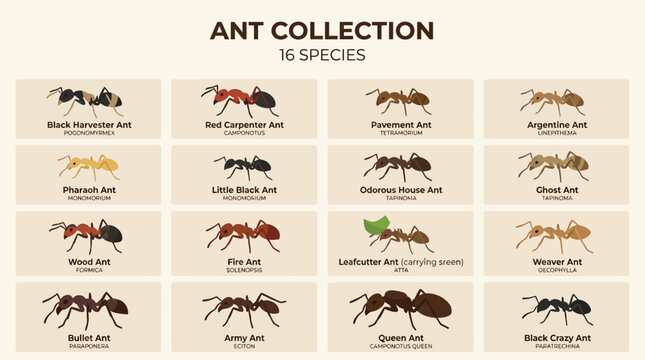 Collection of different ant species.