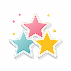 Obraz premium Three Colorful Stars with Sparkles