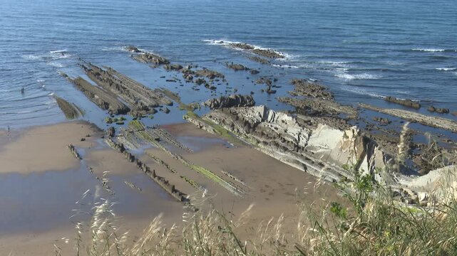 Sopelana beach flysch formations on the cantabrian coastline