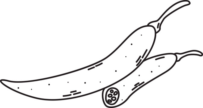 Hand Drawn Chili for Spicy Food Menu Wall Decoration