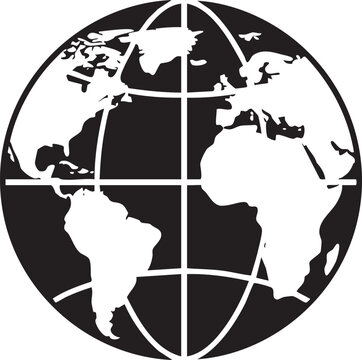 Globe divided into four quadrants with continents visible