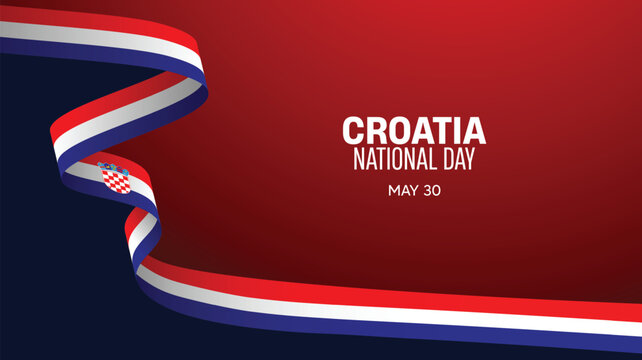 Croatia national day may 30 flag ribbon background with elegant patriotic celebration vector poster