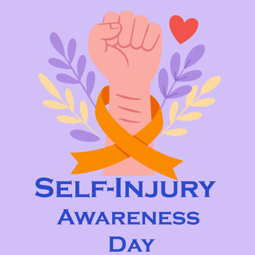 Self Injury Awareness Day Support Vector Illustration
