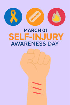 Self-Injury Awareness Day Campaign Vector Design
