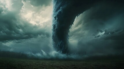 Fototapeta na wymiar Massive Dark Cyclone and Dramatic Stormy Clouds Close Up