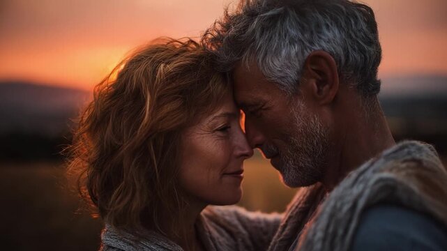 A Tender Moment Between Two Souls as the Sun Sets, Capturing the Essence of Love and Connection in a Beautiful Natural Landscape