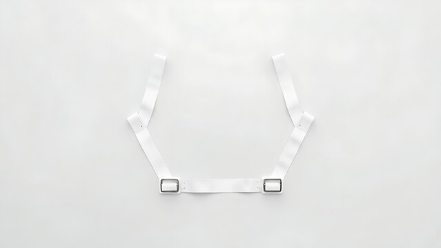 corrective. A geometric composition of white medical straps on a light grey background. product launch decks, UI/UX mockups, designed for product launches and innovation pitches.