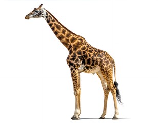 Fototapeta premium Full body giraffe standing isolated on white background.