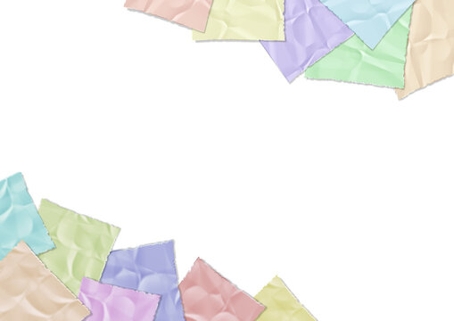 Crumpled pastel-colored paper overlap.