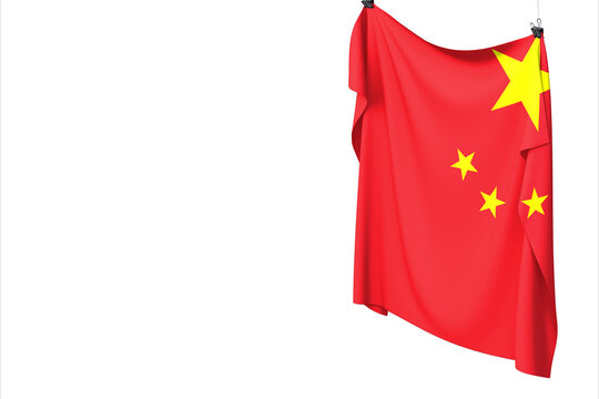 Vertical China Flag Fabric Texture &ndash; Isolated Graphic Element