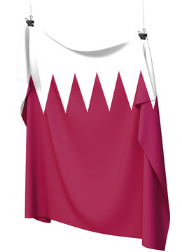 Qatar National Flag Hanging Vertically &ndash; Fabric Texture Background